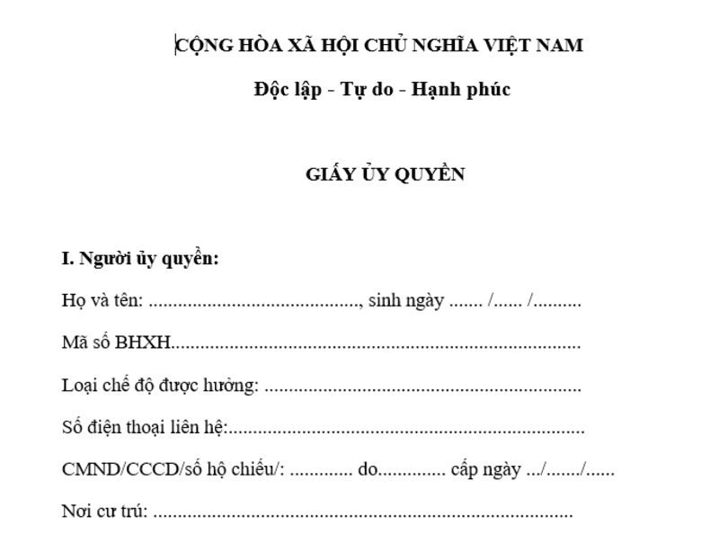 mẫu đơn Giấy ủy quyền chuẩn, mới nhất
